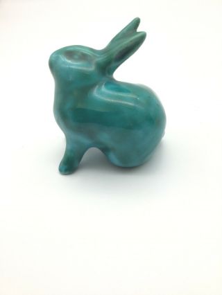 Vintage Retro Ceramic Rabbit Green Blue Mountain Pottery? 1960s 2