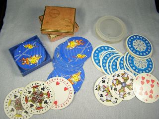 (4) Decks Vintage Round Playing Cards In Boxes - Discus General And Abc