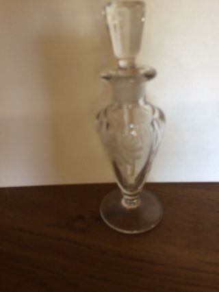 Vintage Flower Pattern Etched Glass Perfume Bottle with Glass Stopper Dauber 3