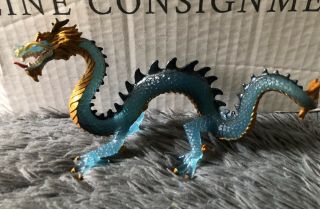 Blue Translucent Horned Chinese Dragon Fantasy Figure Safari Ltd Toy 2009