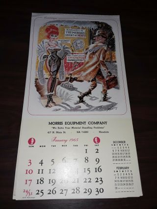 Pin - Up Girl Wall Calendar 1965 Humoresque Salesmans Sample Morris Equipment