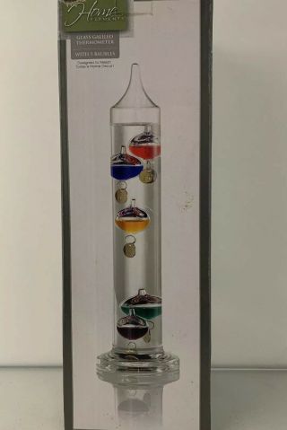 11 Inch Galileo Thermometer With 5 Glass Balls And Gold Temperature Labels -