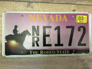 Nevada License Plate Cowboy 2003 The Rodeo State Nr E172