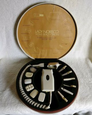 Vintage Lady Norelco Home Beauty Salon 30ls Sunflower Yellow Case Shaver Nails