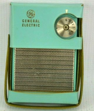 Vintage General Electric Ge Am Transistor Radio Carry Case P - 910d Blue 1950s