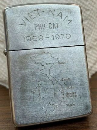 1968 Zippo Lighter Phu Cat Air Base Vietnam 1969 - 1970 2