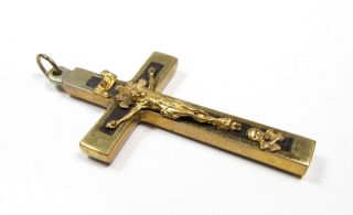 Ebony Brass Nun Priest Pectoral Crucifix Religious Skull Crossbones Germany 2.  5 "