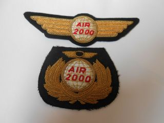 Air 2000 Airway Airline Bullion Cap Badge & Pilots Wing Insignia 1st Pattern