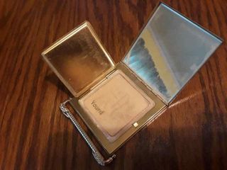 3 " Vintage Art Deco Volupte Usa Ladies Compact Powder Mirror Case Gold Tone