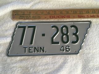 1946 Tennessee State Shape License Plate 77 - 283 Overton County Re - Painted
