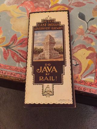 Dutch East Indian Travel Brochure: ‘do Java By Rail’,  Fold Out Pamphlet & Map