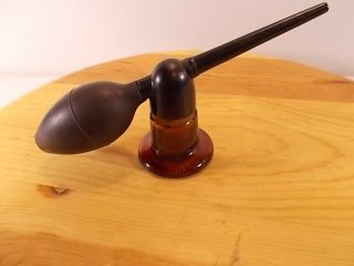 Vintage Collectible Brown Glass With Black Pump Perfume Atomizer Bottle Empty