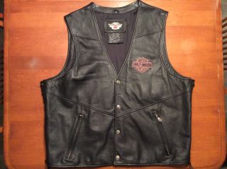 Harley Davidson " Defiance " Ride Eagle Leather Vest Mens - 2xl 98095 - 06vm