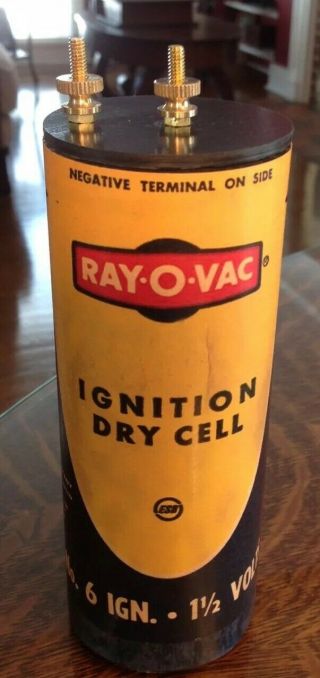 Antique Refillable 6 Ray - O - Vac Dry Cell Battery Telephone,  Radio,  Lantern