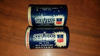2 Vintage C Servess Sears Paper Label Batteries Shippin