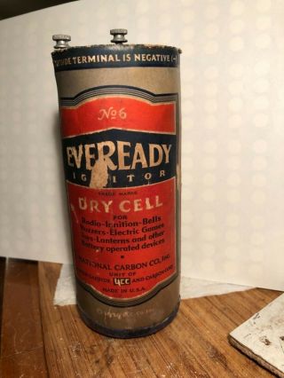 2 Antique Eveready Radio Batteries - No.  6