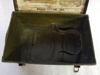 Vintage 1940 ' s Davis Gas Mask Hardcase Box RARE metal box storage military 4