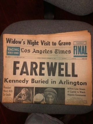 1963 November 26 Newspaper: Los Angelestimes Jfk Kennedy Buried Entire Paper