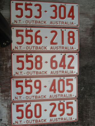 5 X 1998 Northern Territory Passenger 553 556 558 559 560 License Plate