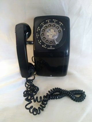 Black Rotary Telephone 1960s Wall Phone Vintage Aecd Aeco General Telephone