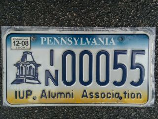 Pennsylvania Indiana University Pa Alumni License Plate Tag Tricolor Iup Low 55