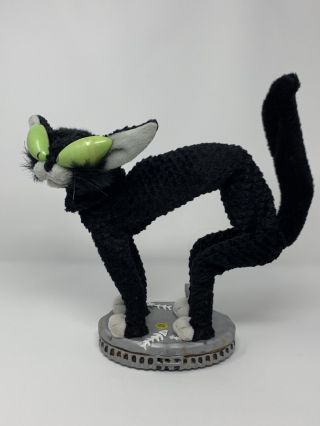 Animated Gemmy Black Alley Cat Green Eyes Light Up Sings Moves Halloween