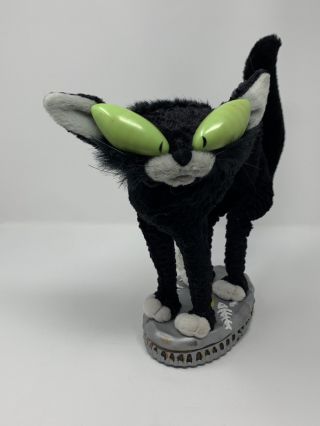 Animated Gemmy Black Alley Cat Green Eyes Light Up Sings Moves HALLOWEEN 5