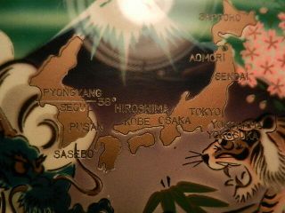 Cigarette Case Memory Of Japan Korea Map Mt Fuji Tiger Dragon 1950 