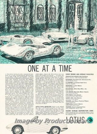 1965 Lotus Elan One At A Time Advertisement Print Art Car Ad J763