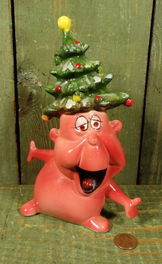 Vtg 1950s Kreiss Psycho Ceramics & Co.  Christmas Tree Hat Guy Figure