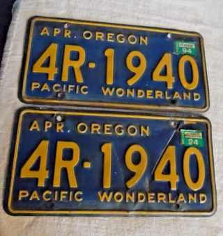 Oregon Pacific Wonderland License Plate Pair Ford Dodge Chevrolet Plymouth