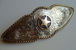 Silverado Engraved Sterling Silver Barrette Star Of Texas Ex Lge 4 5/8ths 38 G