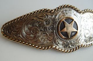 Silverado Engraved Sterling Silver Barrette Star of Texas Ex Lge 4 5/8ths 38 g 3