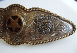 Silverado Engraved Sterling Silver Barrette Star of Texas Ex Lge 4 5/8ths 38 g 4