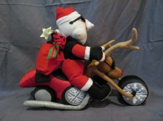 Plush Animated Musical Motorcycle Reindeer " Santa Claus Is Coming To Town” Bhtbc