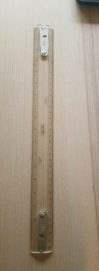Vintage Drafting Ruler Charles Bruning 18 Inch Full/half Size - 16ths Style C - 6