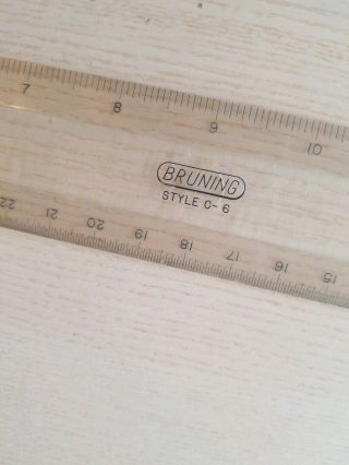 Vintage Drafting Ruler Charles Bruning 18 inch Full/Half Size - 16ths STYLE C - 6 2
