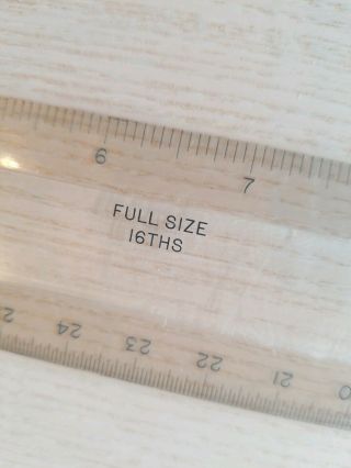 Vintage Drafting Ruler Charles Bruning 18 inch Full/Half Size - 16ths STYLE C - 6 4
