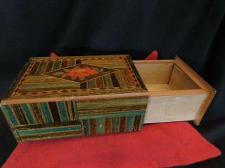 Antique Chinese Magic Trick Wooden Box Secret Drawer Occupied Japan