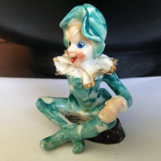 Vintage Leprechaun Jester Pixie Elf Gnome Ceramic Figurine,  Occupied Japan 2