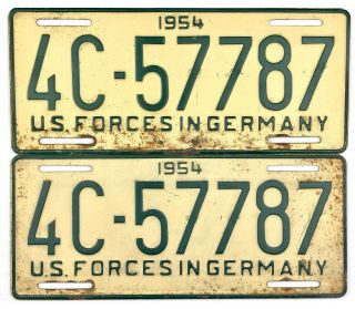 1954 Us Forces In Germany License Plate Pair 4c - 57787