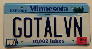 Minnesota License Plate " Gotalvn " Got Alvin? Vanity