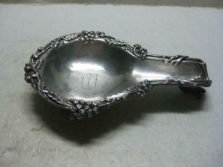 Antique Meriden Britanna Sterling Silver Repousse Footed Spoon Rest Mono 