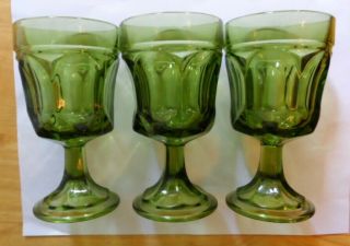 Fairfield Avocado Green (3) Anchor Hocking 5.  25 " Wine Glass Glasses 1970 