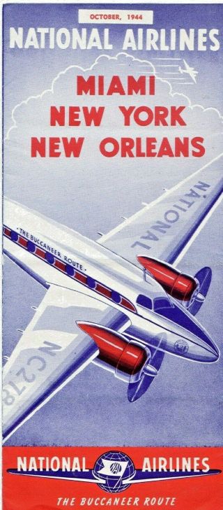 National Airlines Timetable Schedule 1944 Pan Am