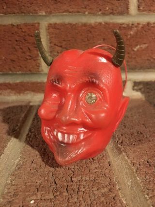 Vintage Halloween Devil Head Winking Eye Blow Mold Frankenstein Dracula Skull