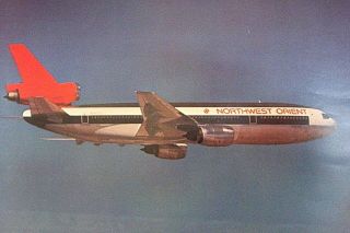 Northwest Orient Airlines Poster " Dc - 10 Airplane " 1980 