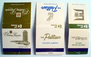 Three Vintage Cp Hotels Matchbooks 3 Anciens Cartons D 