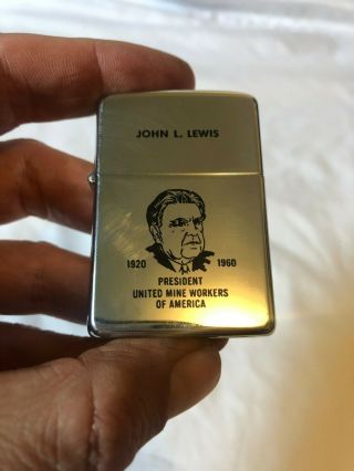 Vtg Unfired 1960 Zippo Lighter United Mine Workers Miner John Lewis President