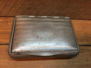 Vintage German Silver Plated Snuff Box Tobacco Cigarette Candy Stash Rune